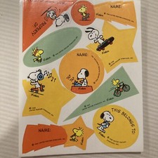 Vintage Hallmark Peanuts Snoopy Sticker Sheet Name Labels