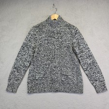 Eddie Bauer Sweater Women’s Large Black White Stretchy Knit Cozy Pockets Y2K