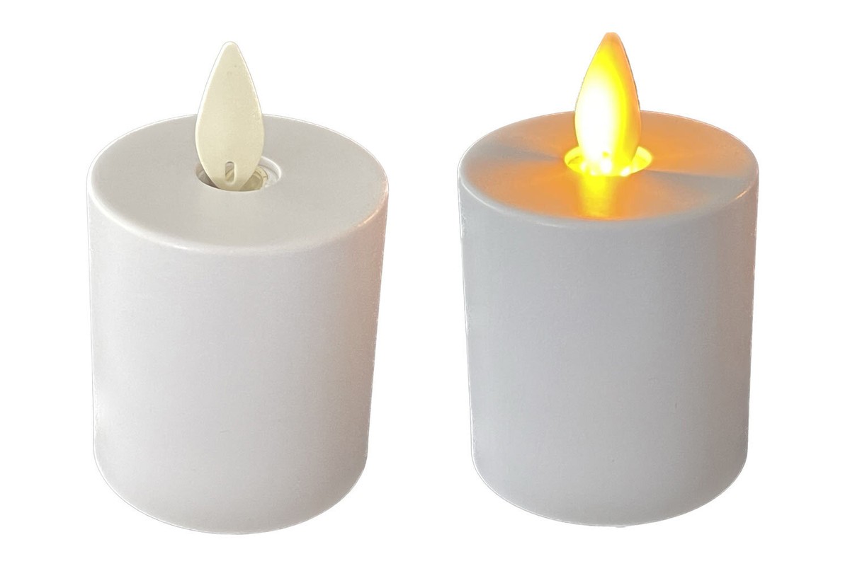 LED Kerzen wei 2-er Set 4,5x8cm bewegliche Flamme Kunststoff Timer  warmwei Neu | eBay.de