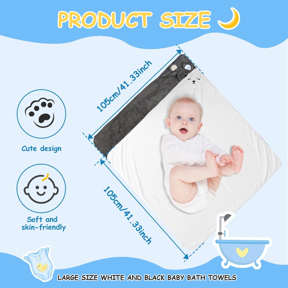 2Pcs Baby Bath Towels Soft Hooded Baby Towel Cute Animal Baby Towel NulEr eBay