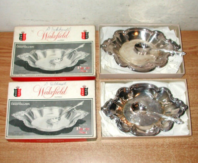 VINTAGE INTERNATIONAL DEEP SILVER WAKEFIELD PATTERN 2-PIECE PARTY SET, LOT OF 2