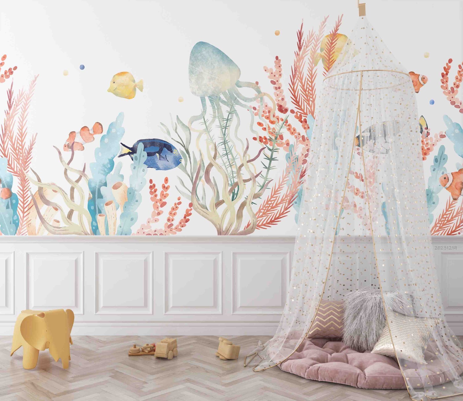 3D Watercolor Undersea World Wall Murals Wallpaper Murals Wall Sticker