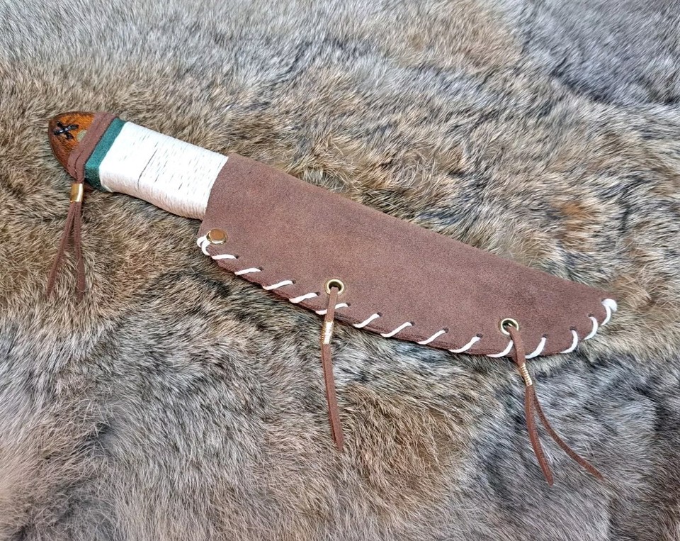 Handcrafted Native American Hunting Knife with Handmade Leather Sheath
