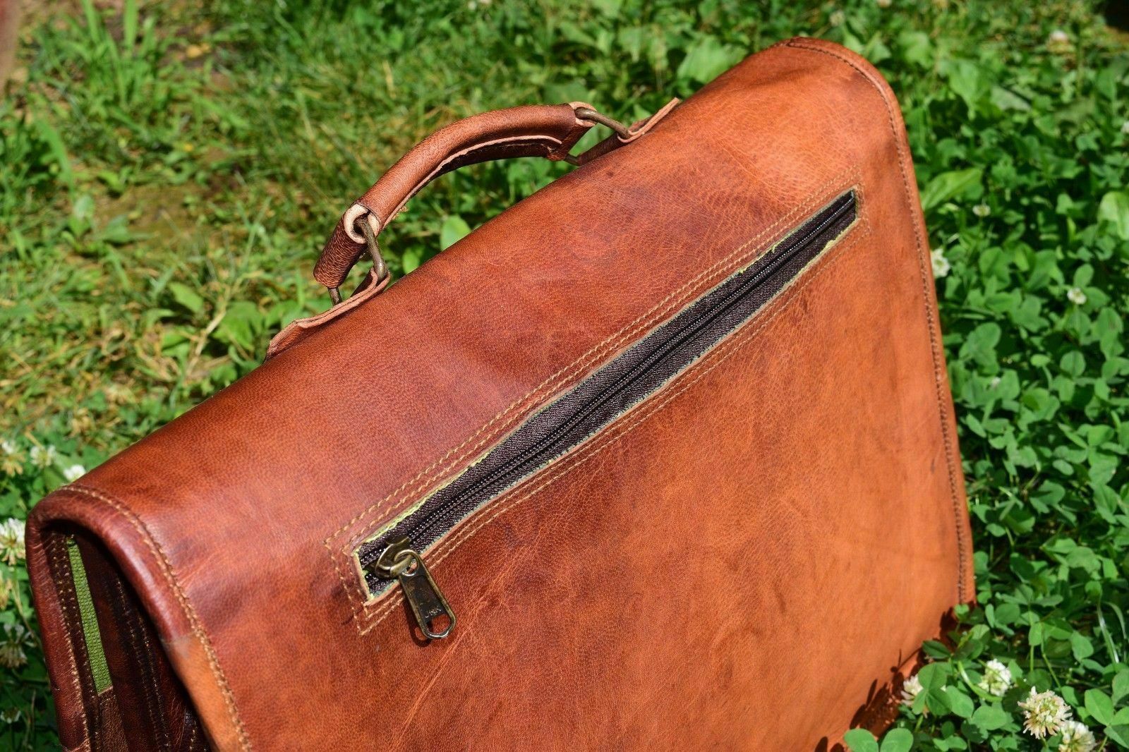 Messenger Shoulder Laptop Briefcase Bag Men's Genuine Vintage Brown Leather