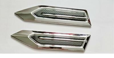 CAR HOOD TWO SIDE FENDER AIR FLOW DECORATION VENT COVER CHROME BLACK X 2 PIECES