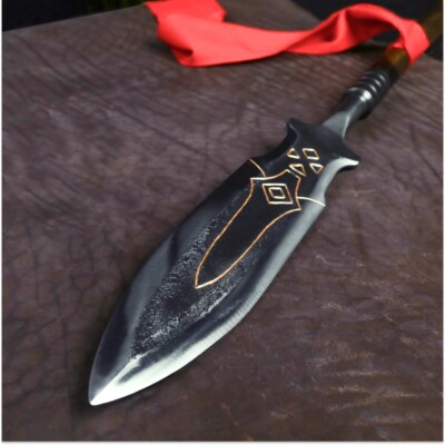 Hand Forged Draupnir Spear GOW Kratos spear with Etched Blade Wooden Shaft 87.4''