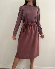 Vintage Vicky Vaughn Junior Sz Small Dress Mauve Cottage Lace tea length Romance