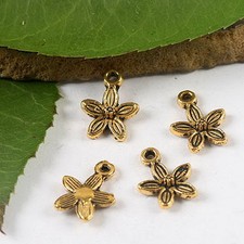 130pcs 14 10mm Dark Gold-tone Plum Flower Charms H2116