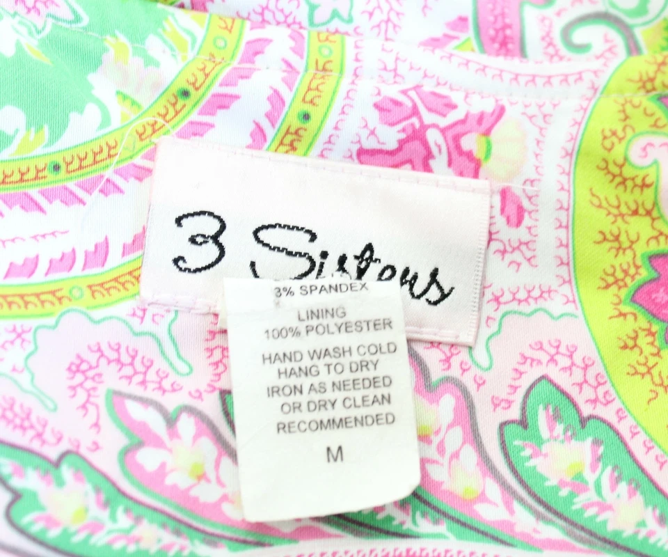 Chaqueta Columpio 3 Sisters Tres Hermanas Rosa Verde Floral Estampado Paisley Talla M Foto 4 de 4