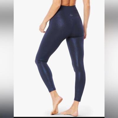 BEYOND YOGA  Twinkle HIGH WAIST Midi Yoga Leggings Nocturnal Navy Medium Gym