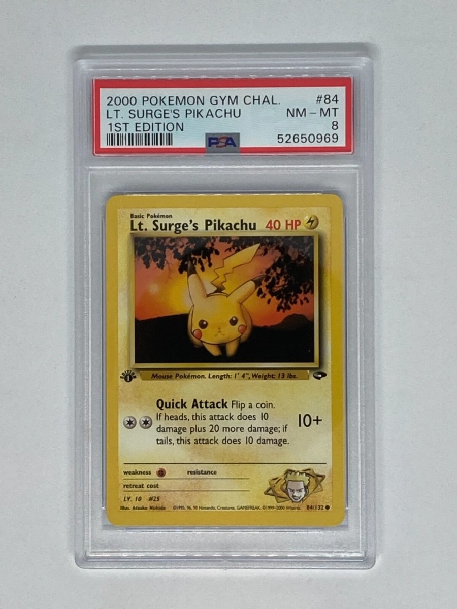 2000 Pokemon Gym Challenge 84 Lt. Surge's Pikachu 1st Edition PSA