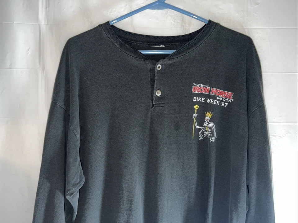 Camiseta vintage años 90 Bike Week para hombre Iron Horse salón talla manga larga sin etiqueta Foto 3 de 4