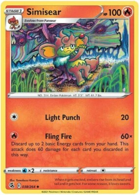 X4 Simisear 038/264 Fusion Strike Uncommon Near Mint Pokemon DNA GAMES