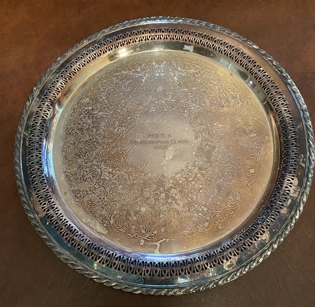 vintage WM Rogers silver plated round tray # 4172 class of 1963 | eBay