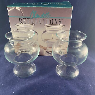 Votive Candle Holders Pair Chandelle Reflections Glass Centerpiece Set GTE