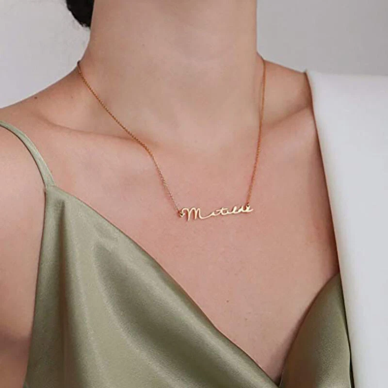 ANY Name Plate Necklace Personalized 925 Custom Silver Gold Pendant Jewelry Gift - Image 4 of 4