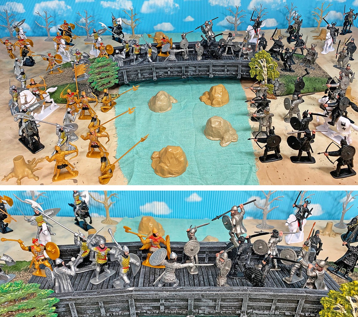 Painted Stamford Bridge Playset - 60mm Saxons vs Vikings - toy