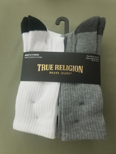 New True Religion Mens 8 Pack Half Cushion Crew Socks.