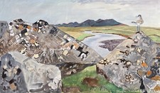 Ölbild Impressionist Karl Adser Landschaft auf Island Nr3 Natur 64,5 x 109,5 cm