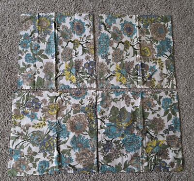April Cornell botanical napkins floral yellow beige teal summer spring set of 4