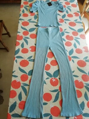 Ensemble Tee-shirt +Pantalon Bleu Taille Unique Fille Neuf Avec Étiquette - Photo 1/2