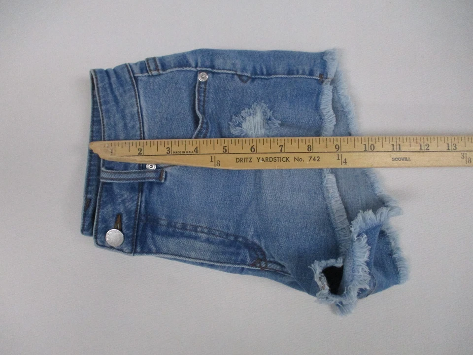 Volcom Shorts Women's Size 25 Blue Denim Stretch Shorts Distressed Mid Rise - Image 4 of 4