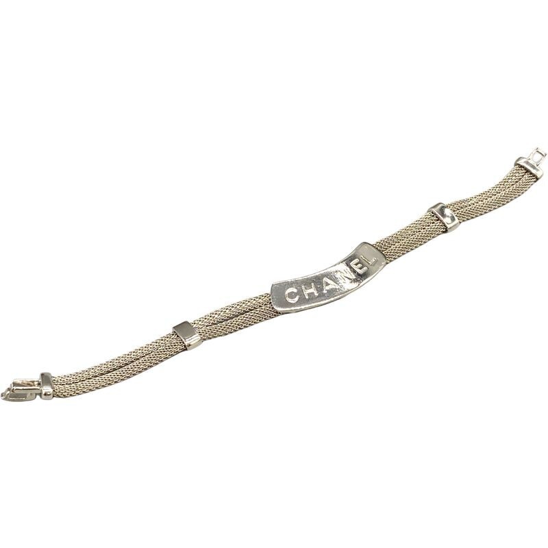 CHANEL Vintage Bracelet Bangle Chain AUTH Coco Mark Tone