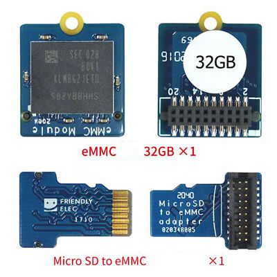 eMMC Module 8GB/32GB/64GB Flash Memory SD Adapter Kit for Nanopi M4 NEO4 M4 V2