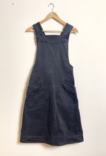 TOAST Emmet Charcoal Grey Drill Cotton A-Line Pinafore Cross Back Dress UK 8