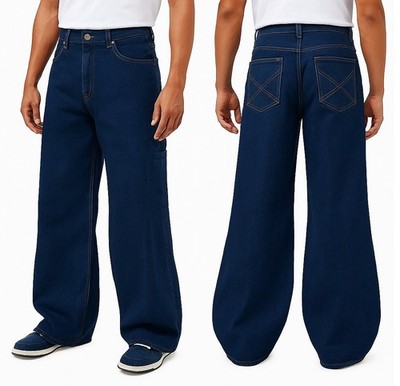 Baggy Wide Leg Jeans Loose Fit Skater Retro 90s Y2K Mens Womens Unisex