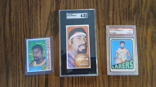 1972 Topps #1 Wilt Chamberlain PSA 7 + 1971 Topps #50 SGC 4.5 Tall B