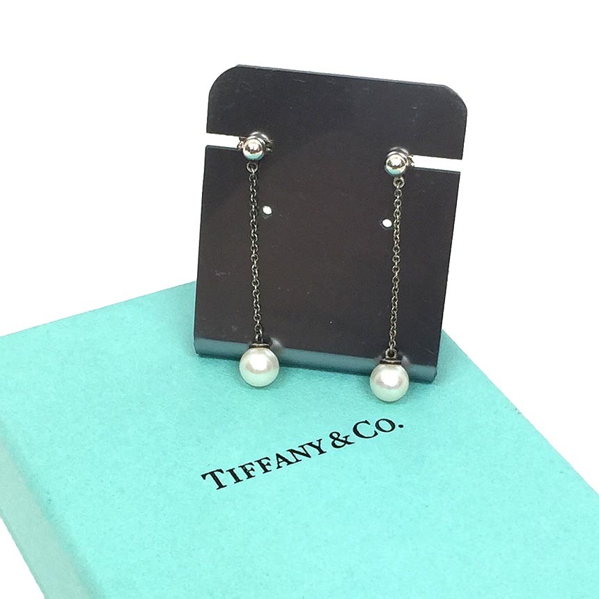 Tiffany Co 925 Silver Swing Pearl Earrings Preowned AQ7815