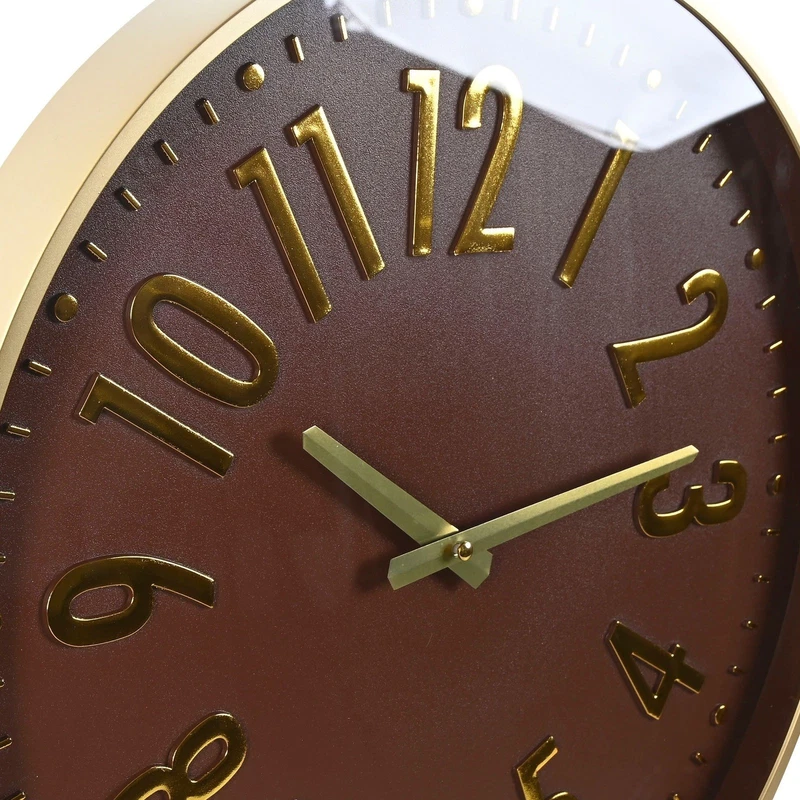 Orologio da Parete Silenzioso 45 cm Moderno Quadrante Bianco o Marrone Oro, fotografia 6 di 9
