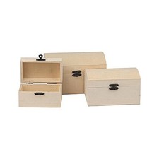 Bare Wood Boxes - 3pcs Rounded Lids #8157