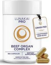 Lunakai USA Made Beef Organ Supplement for Women 3000mg, 180 Capsules