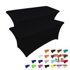 2 Pack 6FT Table Cloth for Rectangular Fitted Events 6 Ft - 2 Pcs Black