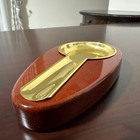 Vintage Piquadro Nikolai Ashtray Cigar Bowl Leather Gold Brass Bowl Smoke Italy — photo 7