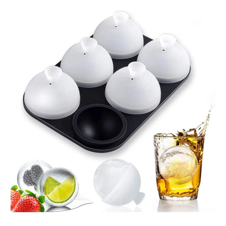 Eiswürfelform Kugel Silikon mit Deckel, Runde Eiskugelform, Faltbar