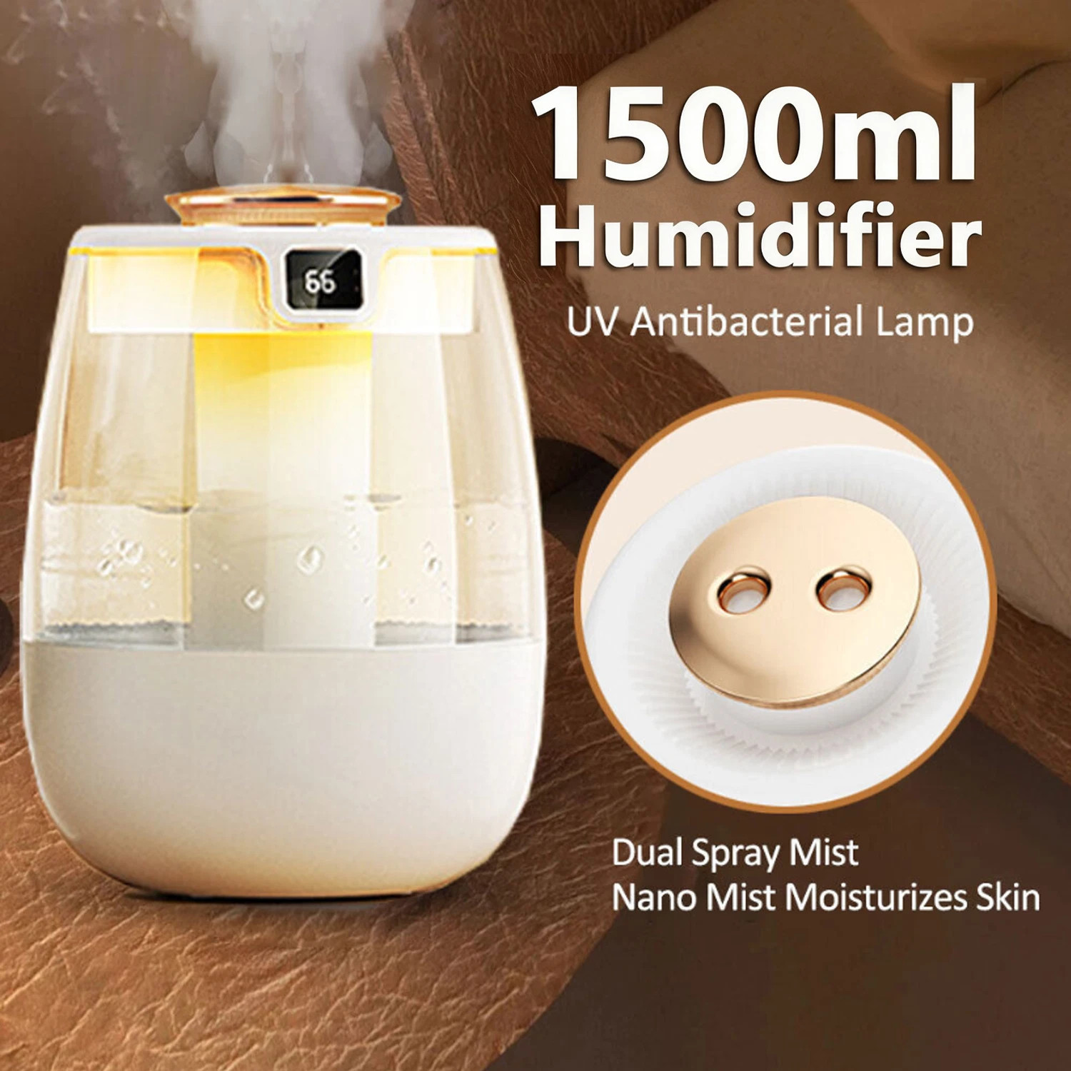 1.5L Air Home Humidifier,Oil Diffuser for Home with Timer an