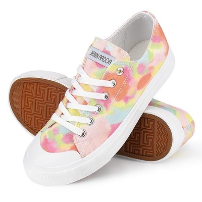 Women's Classic Canvas Sneakers Lace Up Low Top Walking Shoes Everyday Versatile