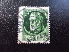 Briefmarke Bayern 5 Pfennige König Ludwig III., grün, gut erhalten, gestempelt