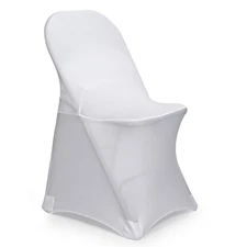 Lann's Linens 10 pcs White Spandex Folding Chair Covers for Wedding, Party, a...