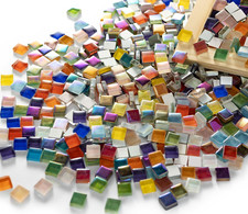 Iridescent Crystal Mosaic Glass Bulk for Crafts, Bright Rainbow Small Glass Tile