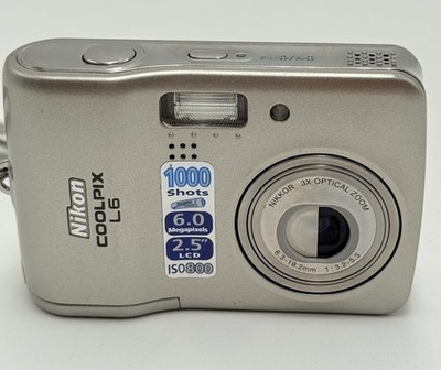 Nikon Coolpix L6 6.0 MP Compact Digital Camera Silver W/ SD Card