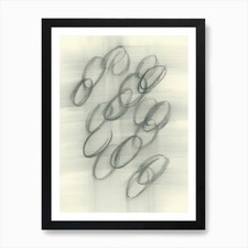 Image of charcoal drawing abstract oval circ Framed Wall Art Poster Canvas Print Picture