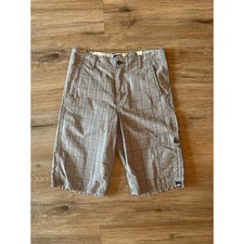 Kids Vans Gray  Blue Plaid Shorts Size 16