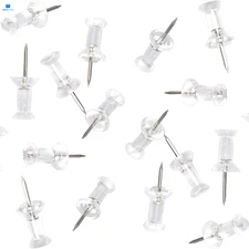 Clear Plastic Head Push Pins, 200 Count, Steel Point Tacks Transparent 