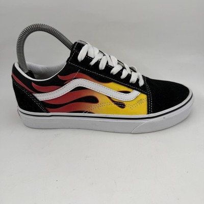VANS Old Skool   Flame Skate Shoes Men s Size 6 Women s 7.5 Black Suede Low Top