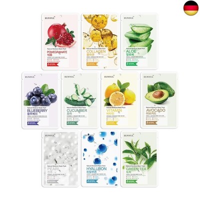 [PAKET VON 10] EUNYUL Natural Moisture Gesichtstuchmasken 10 Typen 22 ml x 10