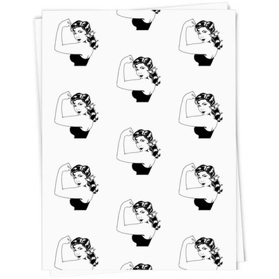 Geschenkpapier/Geschenkanhänger ''Frau beugt Muskeln'' (GI058679)